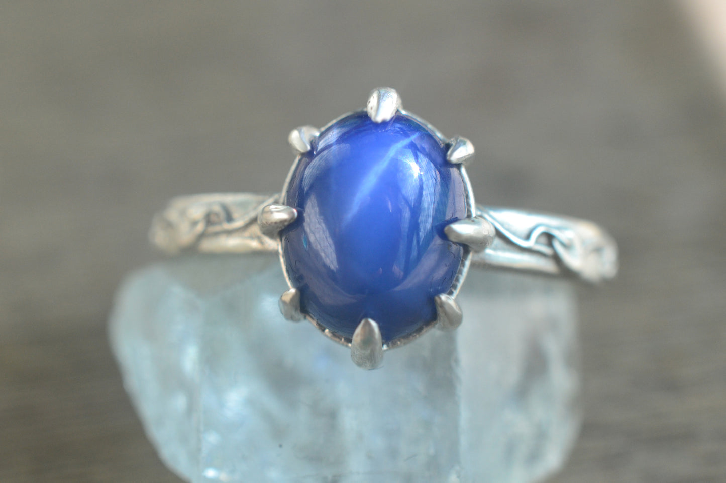 Star Sapphire Cabochon Ring in Sterling Silver