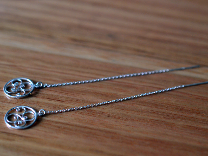 Handmade Sterling Silver Swirly Thread Earrings