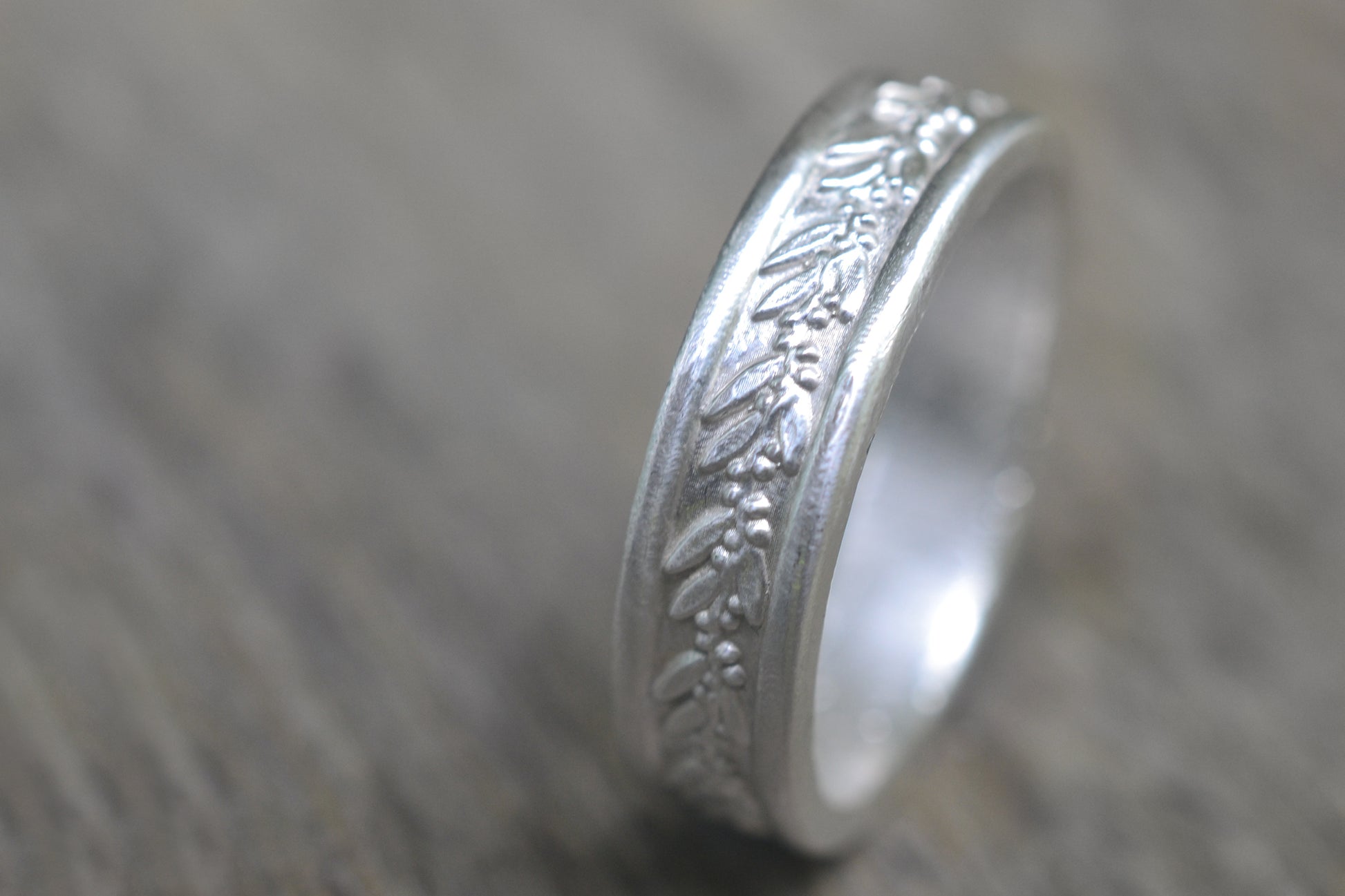 Bright Silver Eucalyptus Leaf Ring
