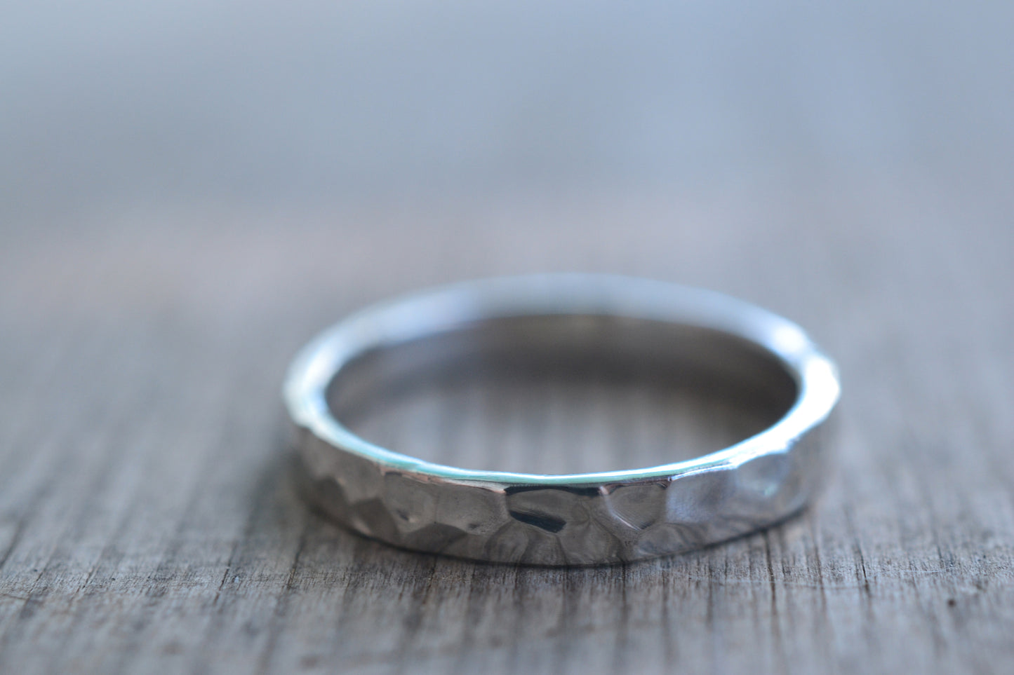Recycled Sterling Silver Hammered Band