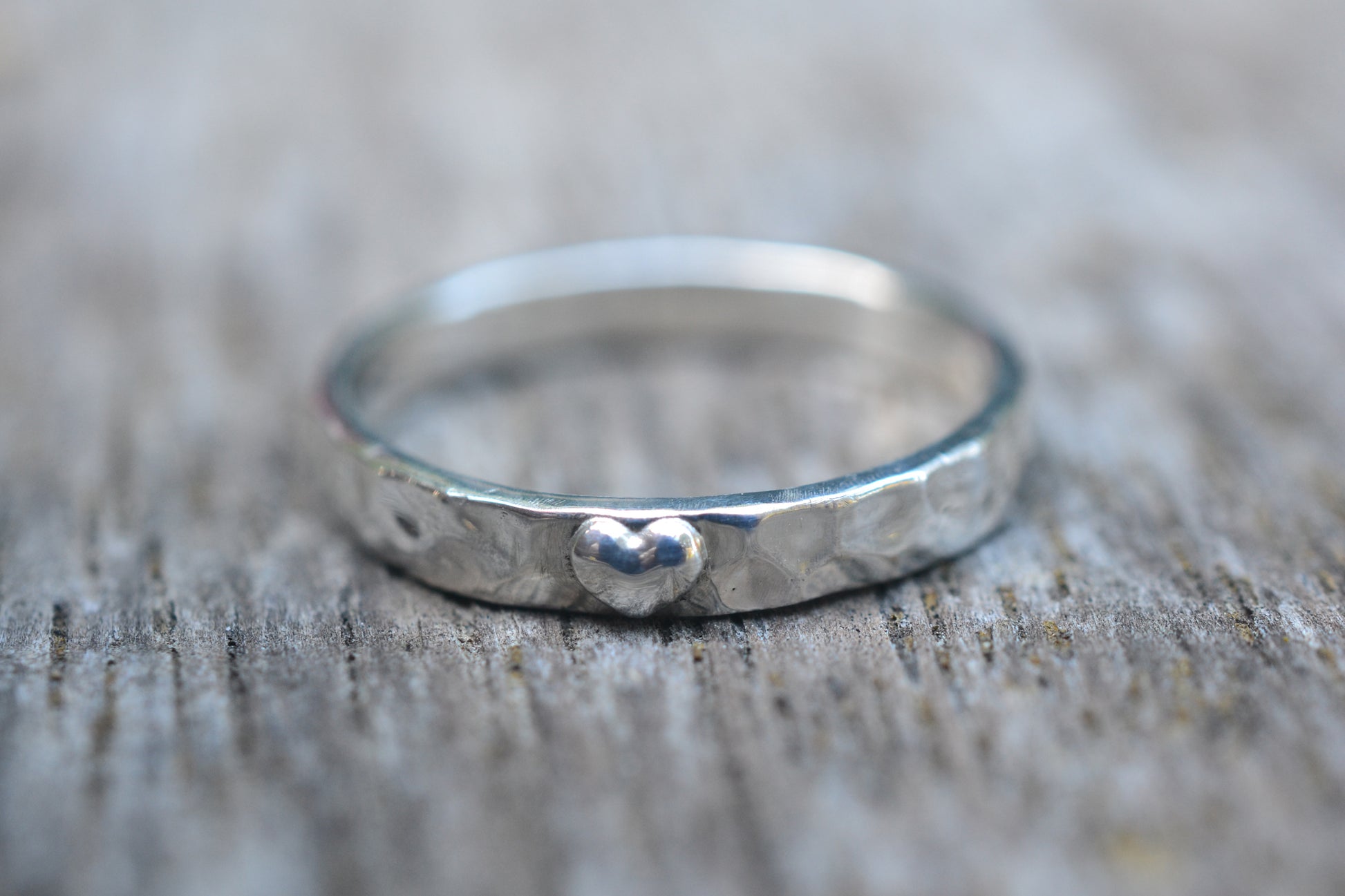 MInimalist Sterling Silver Heart Ring with 3mm Band