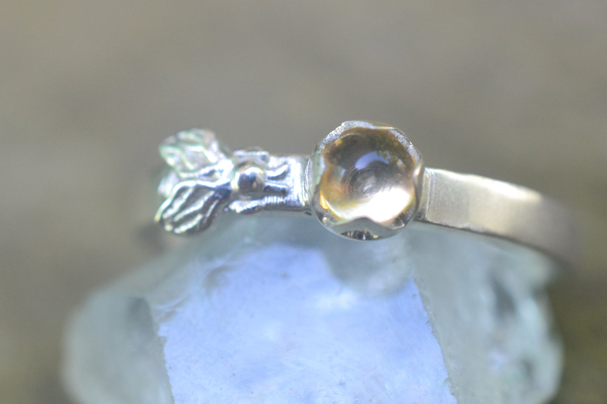 Sterling Silver Bee Ring With 4mm Citrine