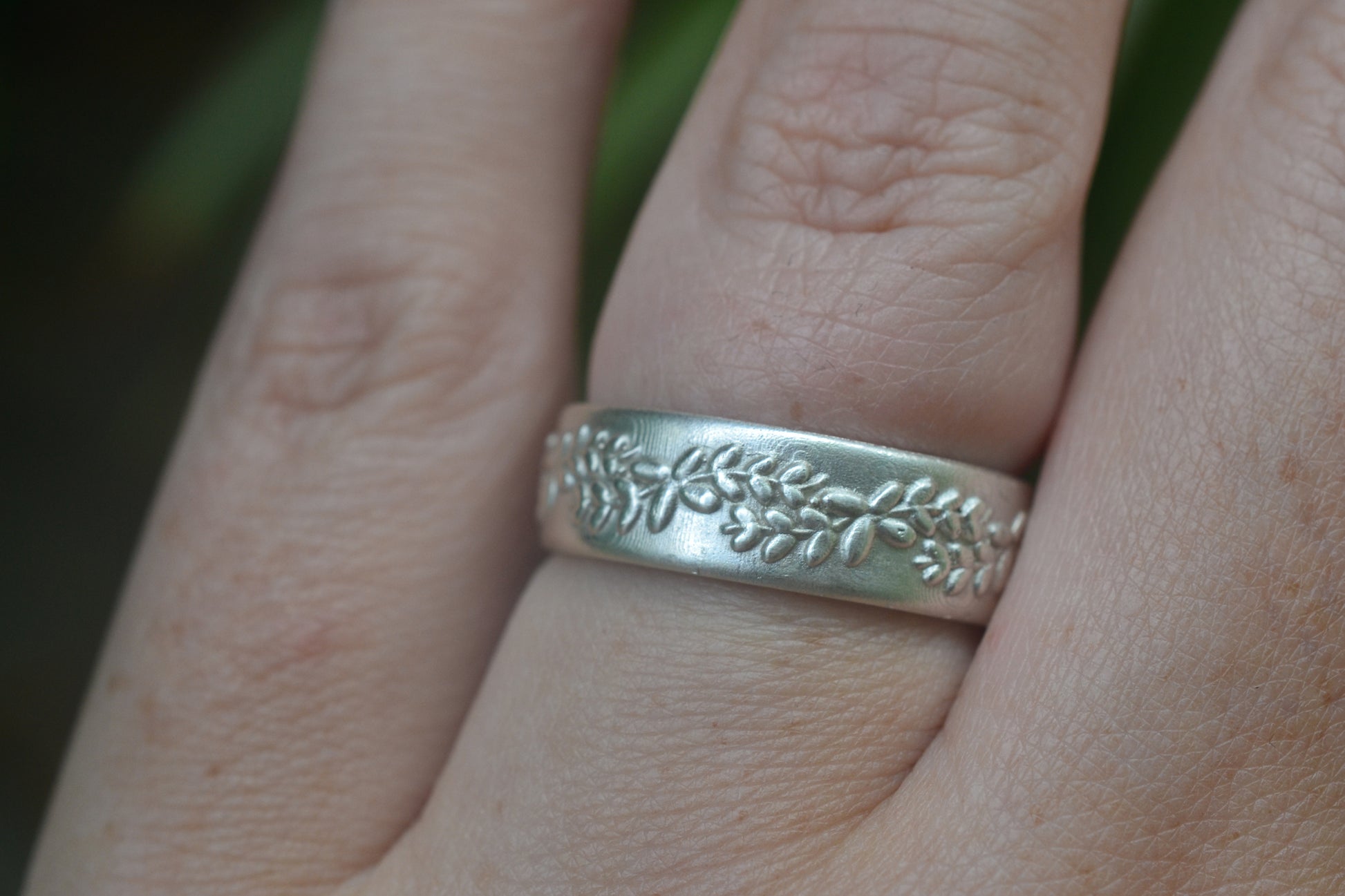 Roman Inspired Laurel Wreath Ring in Silver