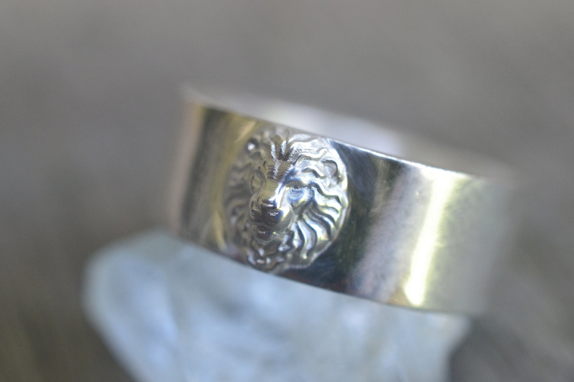 8mm Wide Sterling Silver Lion Band