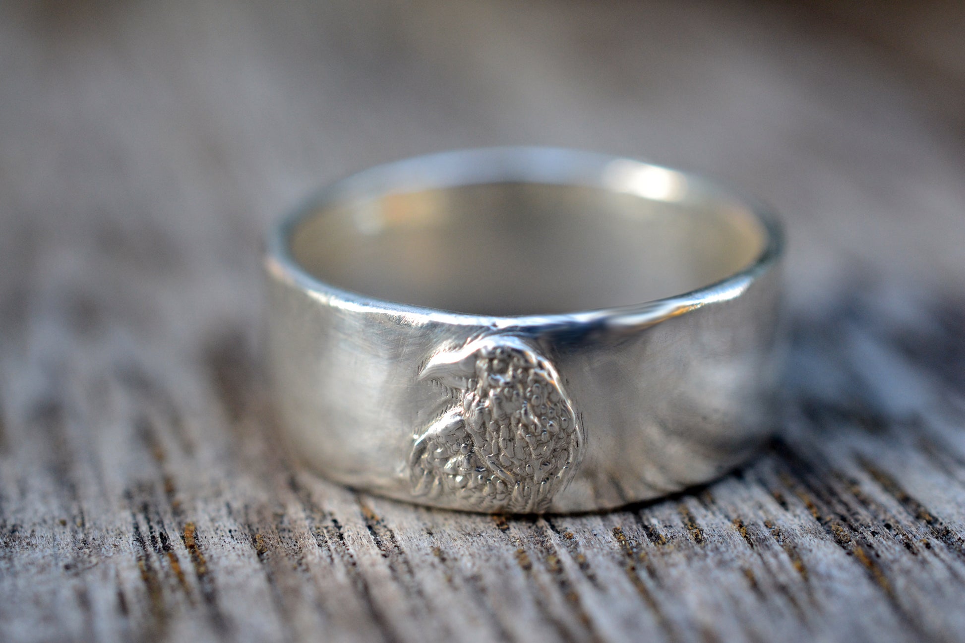 Wide 925 Sterling Silver Ring With Bird Design