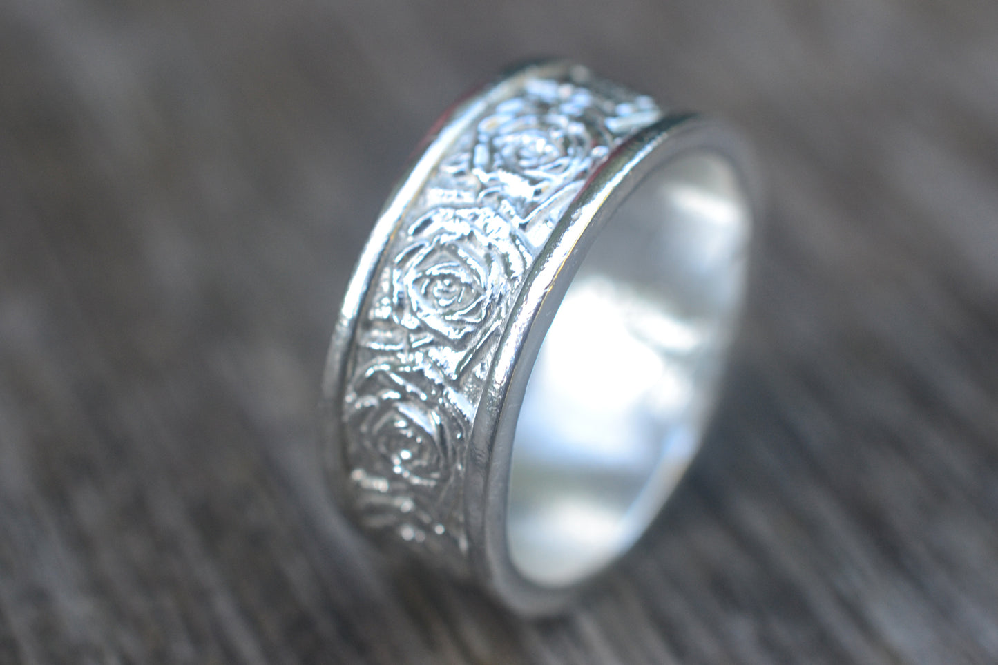 Sterling Silver Garden Rose Wedding RIng