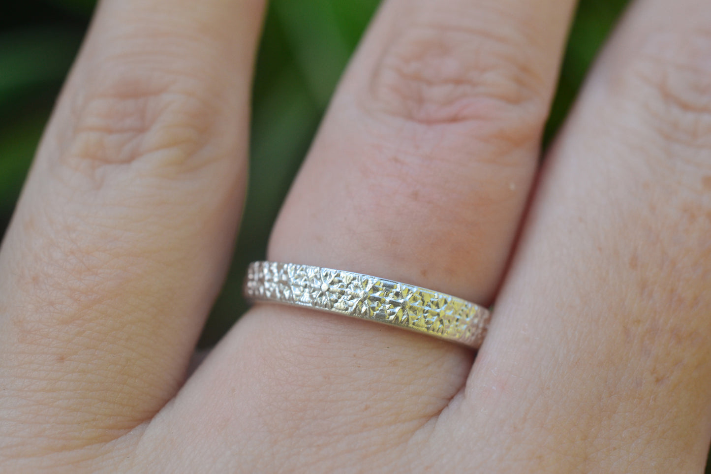 Sterling Silver Snowflake Pattern Stack Ring