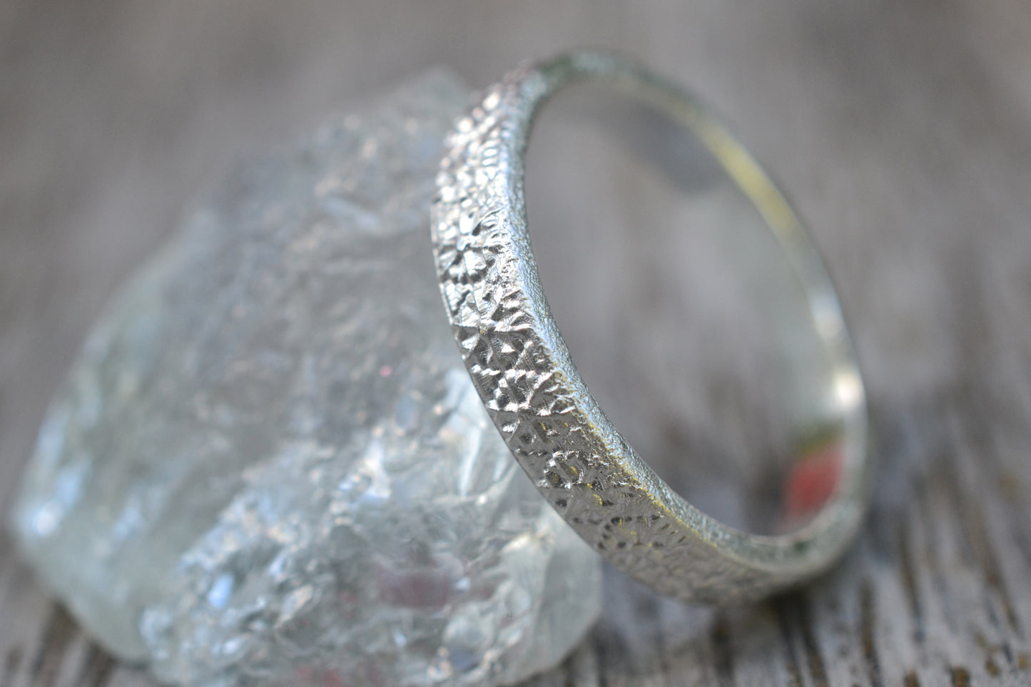 Silver Wedding Band With Snowflakes