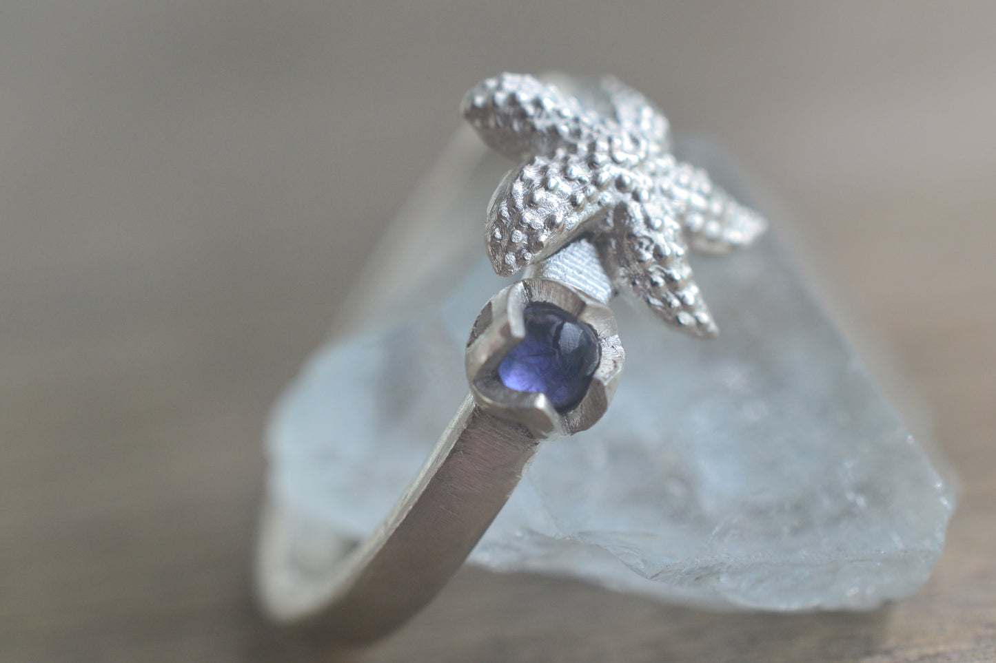 Starfish Statement Ring With Iolite Gemstone