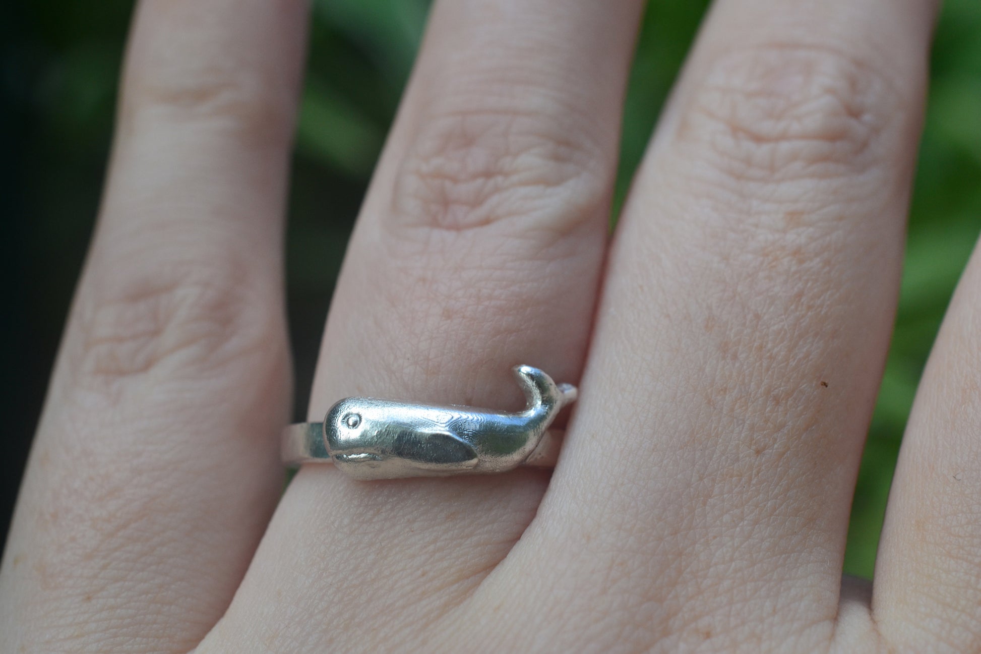 Artisan Made Sterling Silver Whale Ring