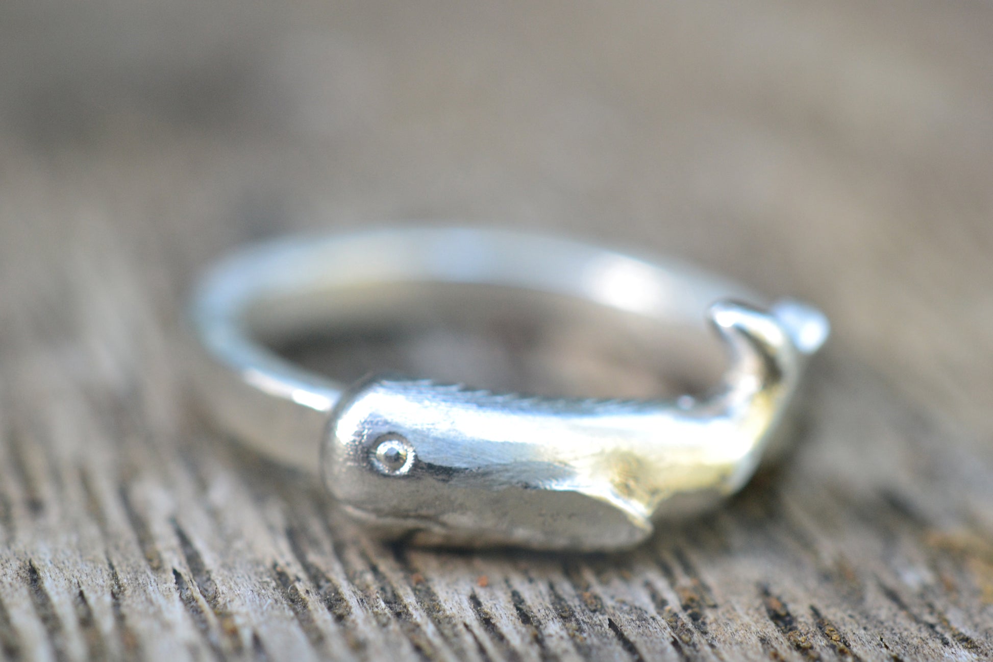 Sterling Silver Whale Charm Ring