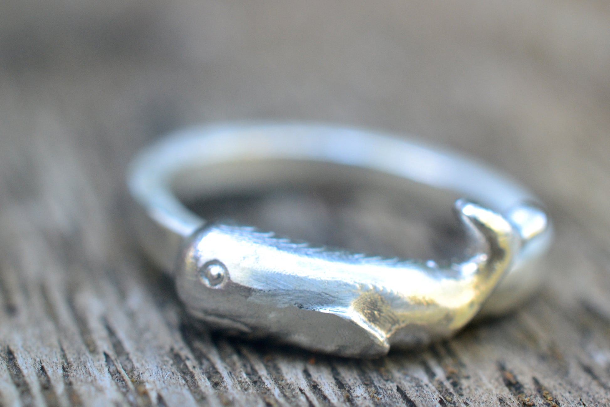 Artisan Made Sterling Silver Sperm Whale Ring