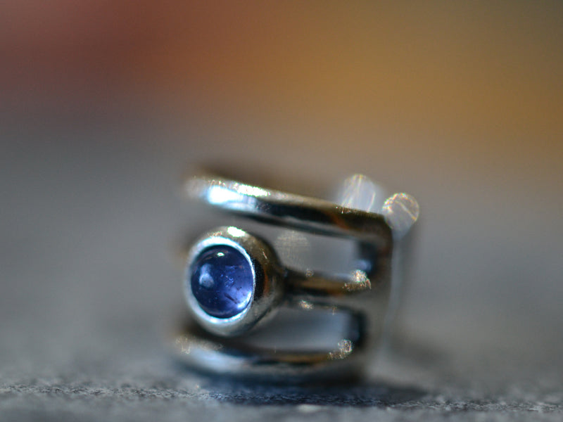 Tanzanite Gemstone Ear Cuff in Sterling Silver