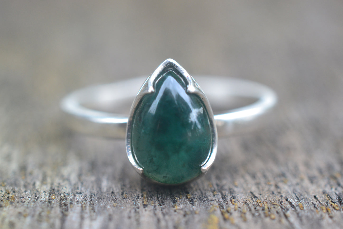 Moss Agate Statement Ring in Sterling