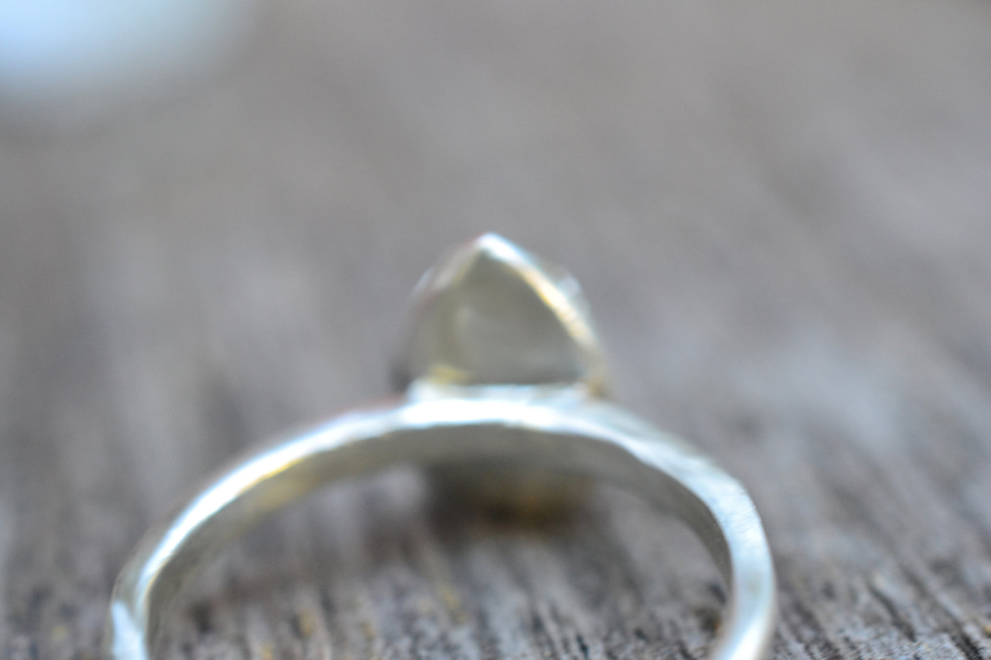 Rainbow Moonstone Bezel Ring in Silver