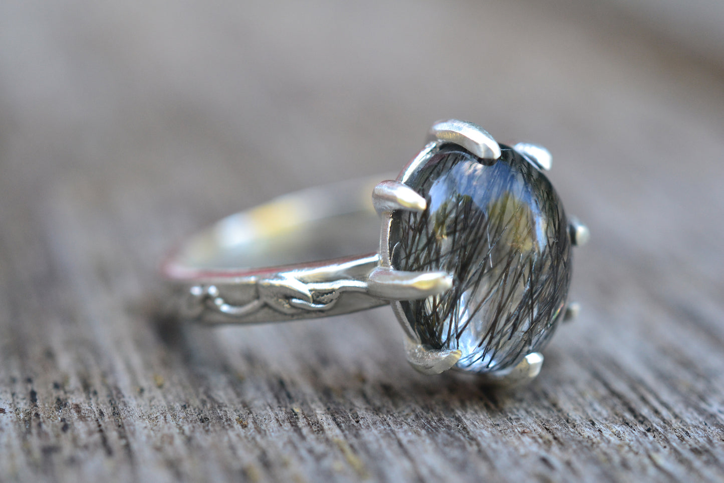 Natural Tourmalated Quartz Statement Ring