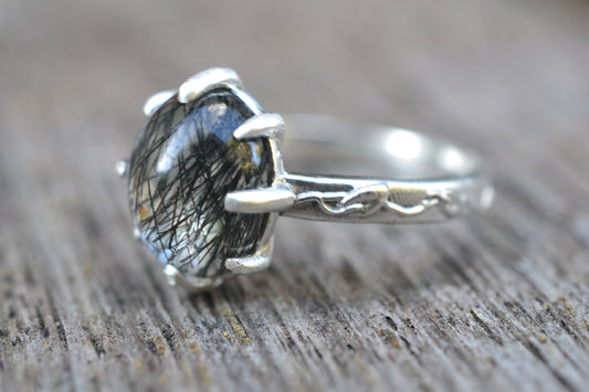 Tournalinated Quartz Cocktail Ring in Sterling Silver