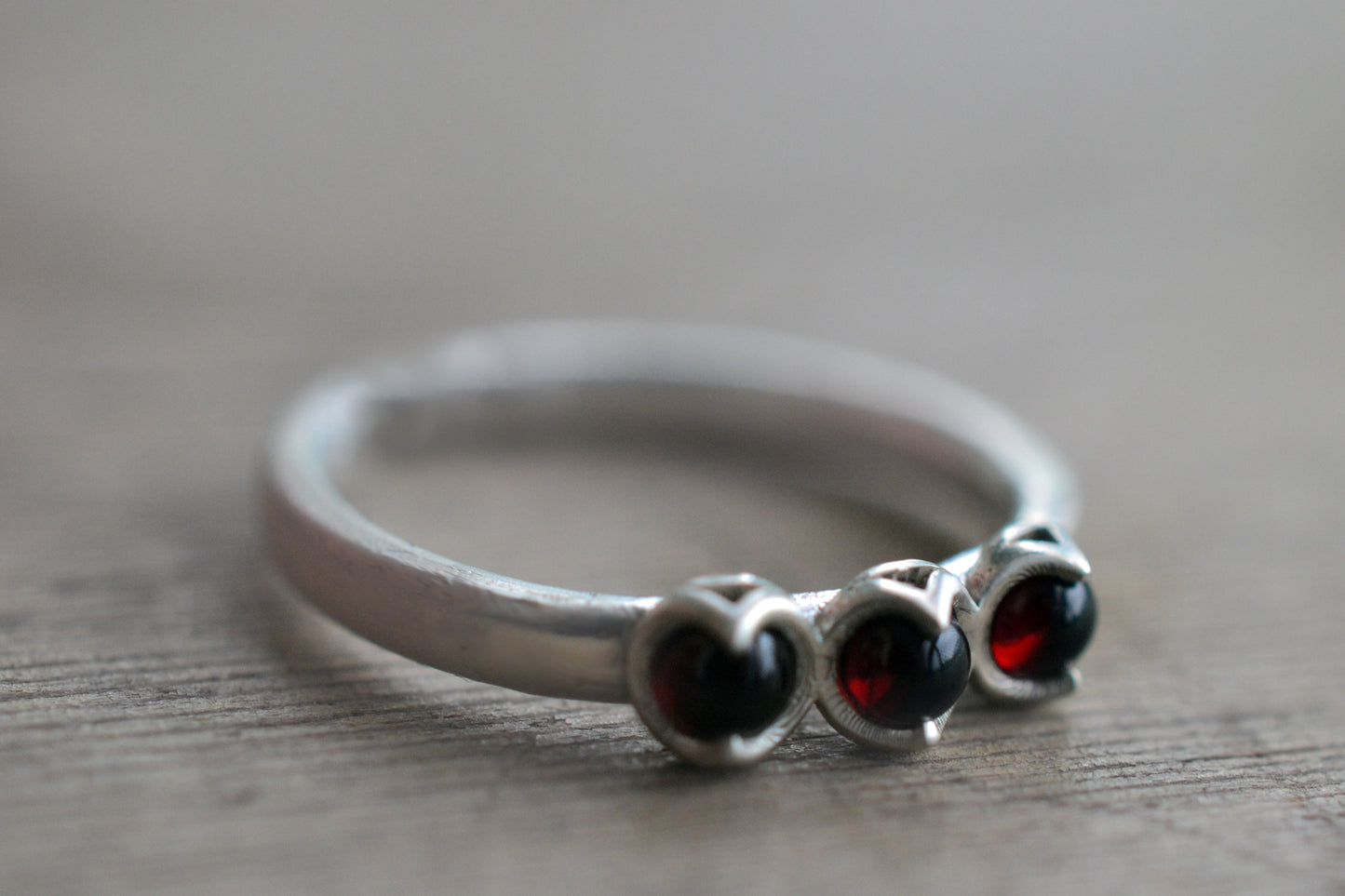 Garnet Trio Ring in 925 Sterling Silver