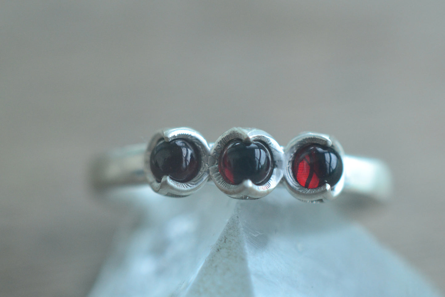 Natural Garnet Gemstone Ring in 925 Silver