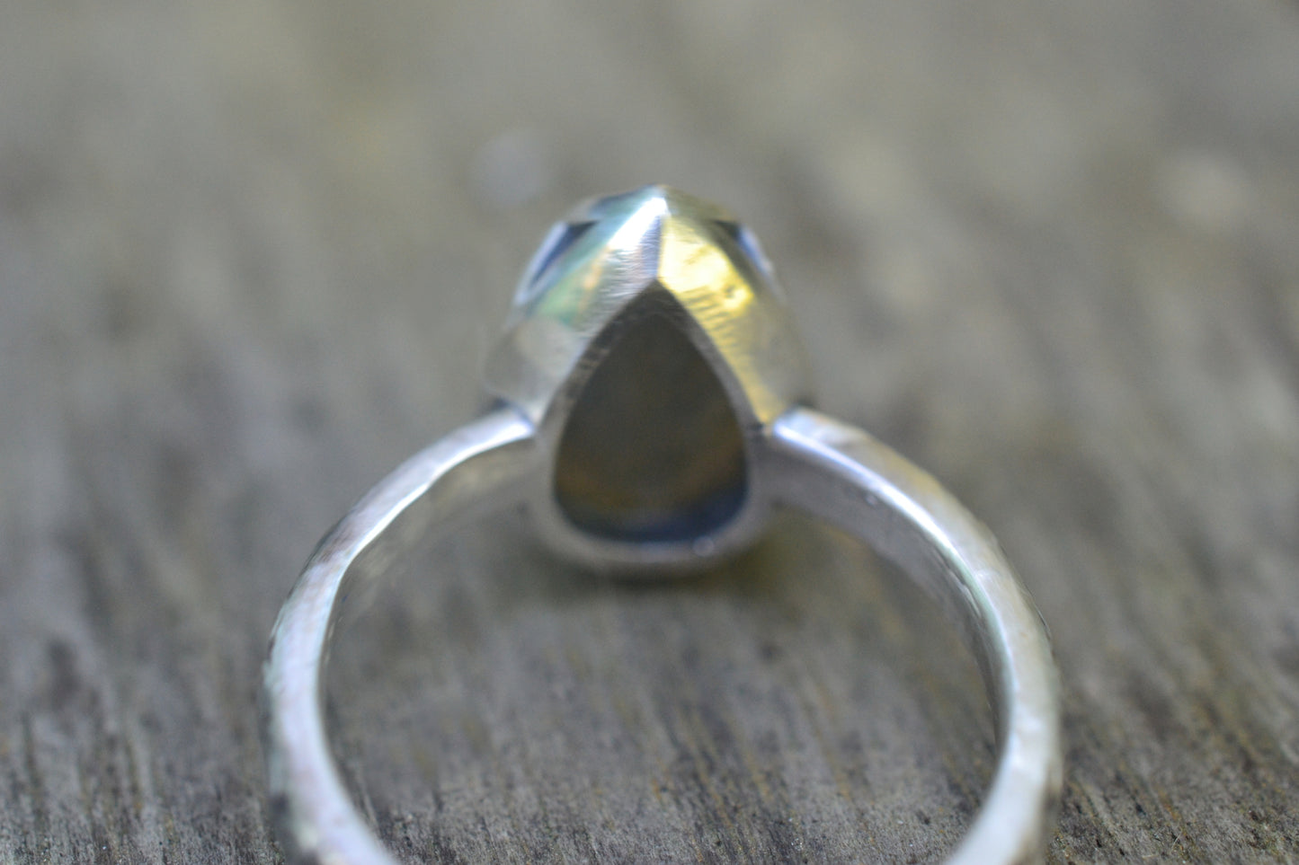 Natural Labradorite Cocktail Ring in Silver