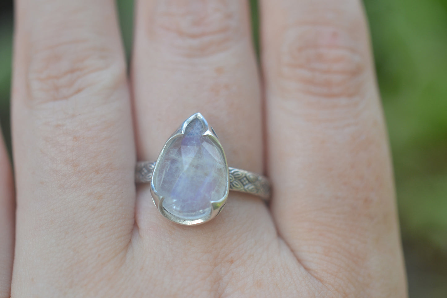 Victorian Style Rainbow Moonstone Cocktail Ring