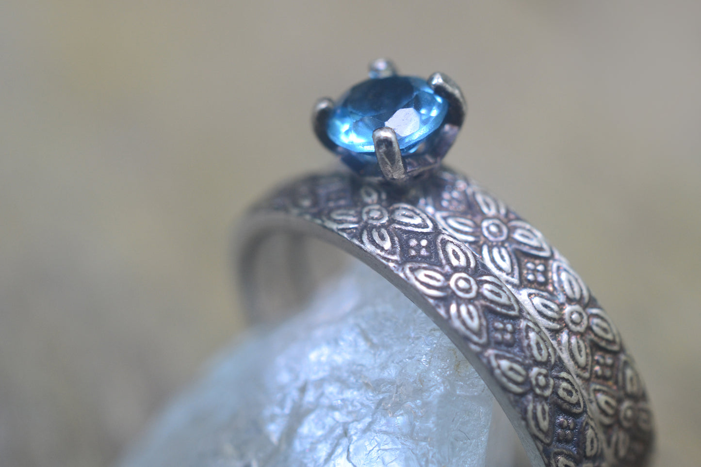 Medieval Style Poesy Bridal Set With Blue Topaz