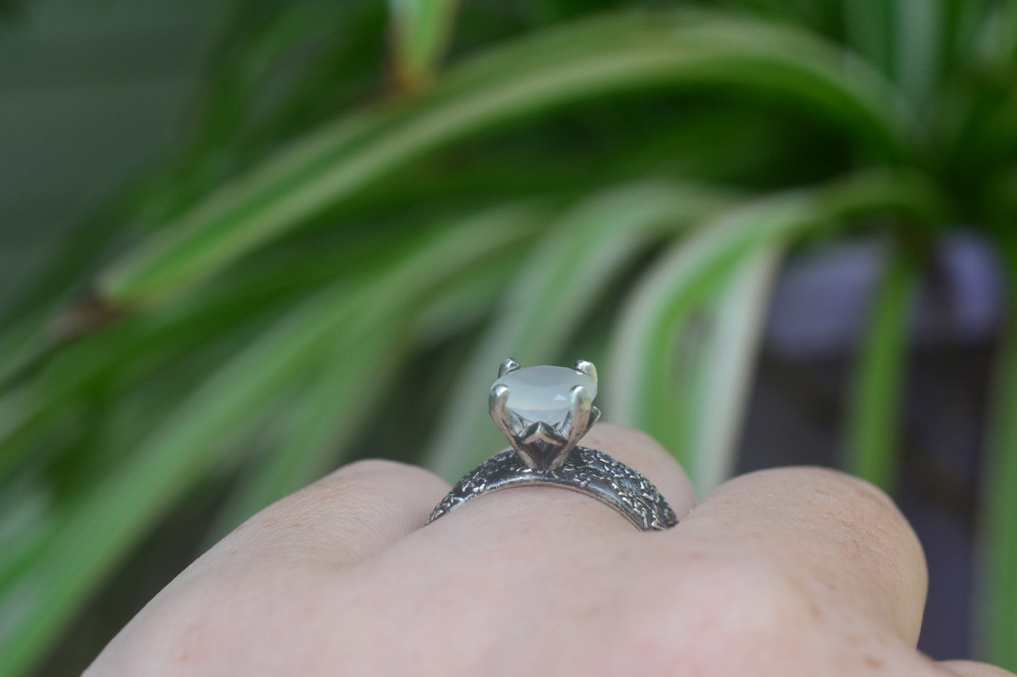 Personalised Moonstone Bridal Set in Oxidised Silver