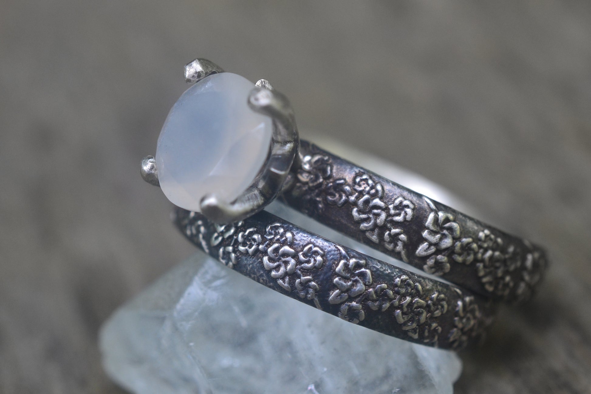 White Moonstone Bridal Set in Sterling Silver