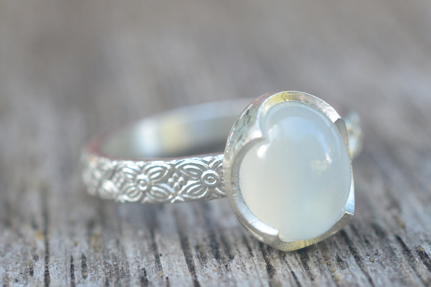 925 Silver Bezel Set White Moonstone Ring