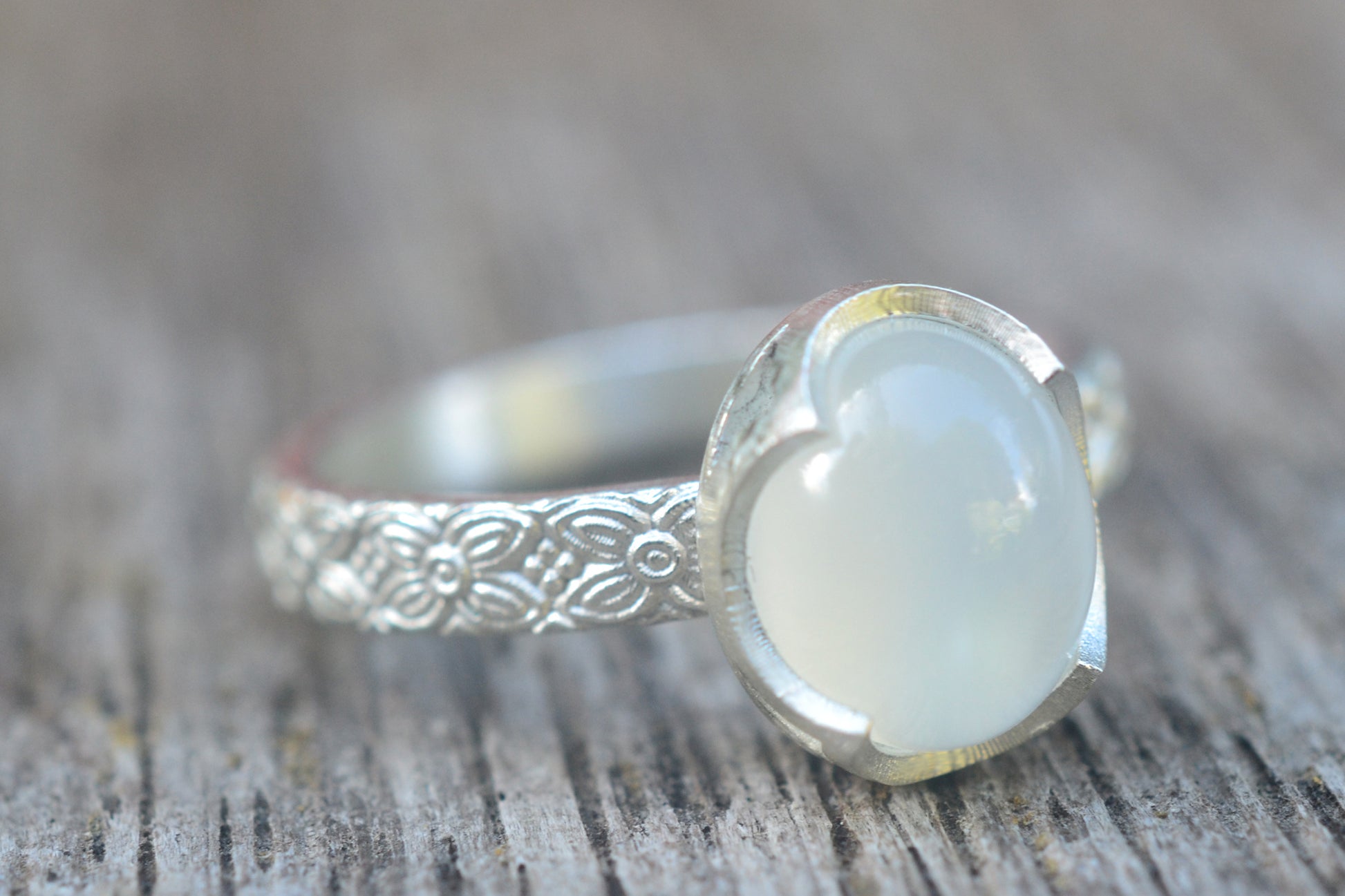 925 Silver Bezel Set White Moonstone Ring