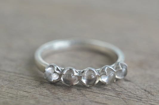 Natural White Topaz Multistone Ring in Silver