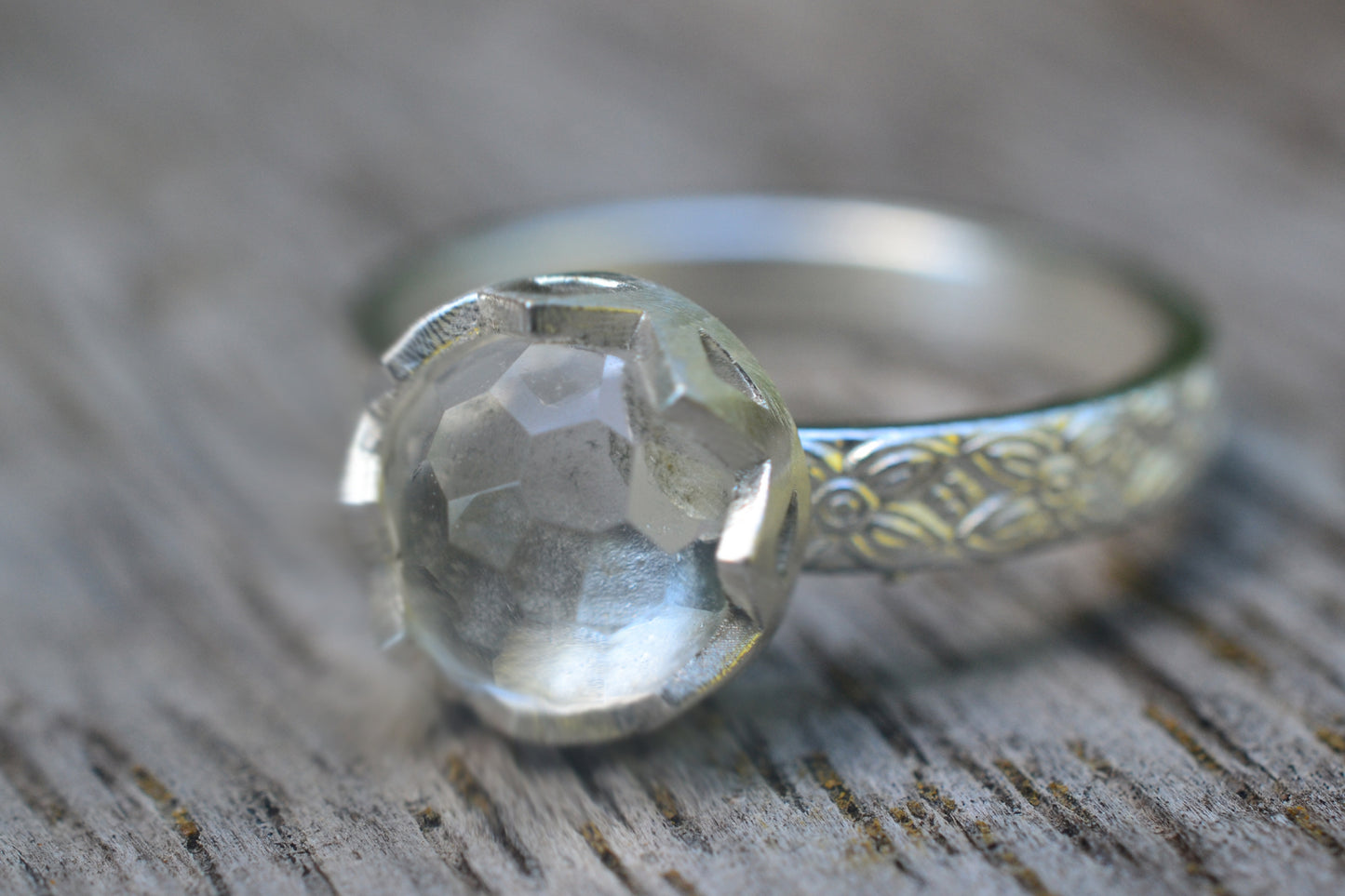 8mm White Topaz Ring in 925 Silver