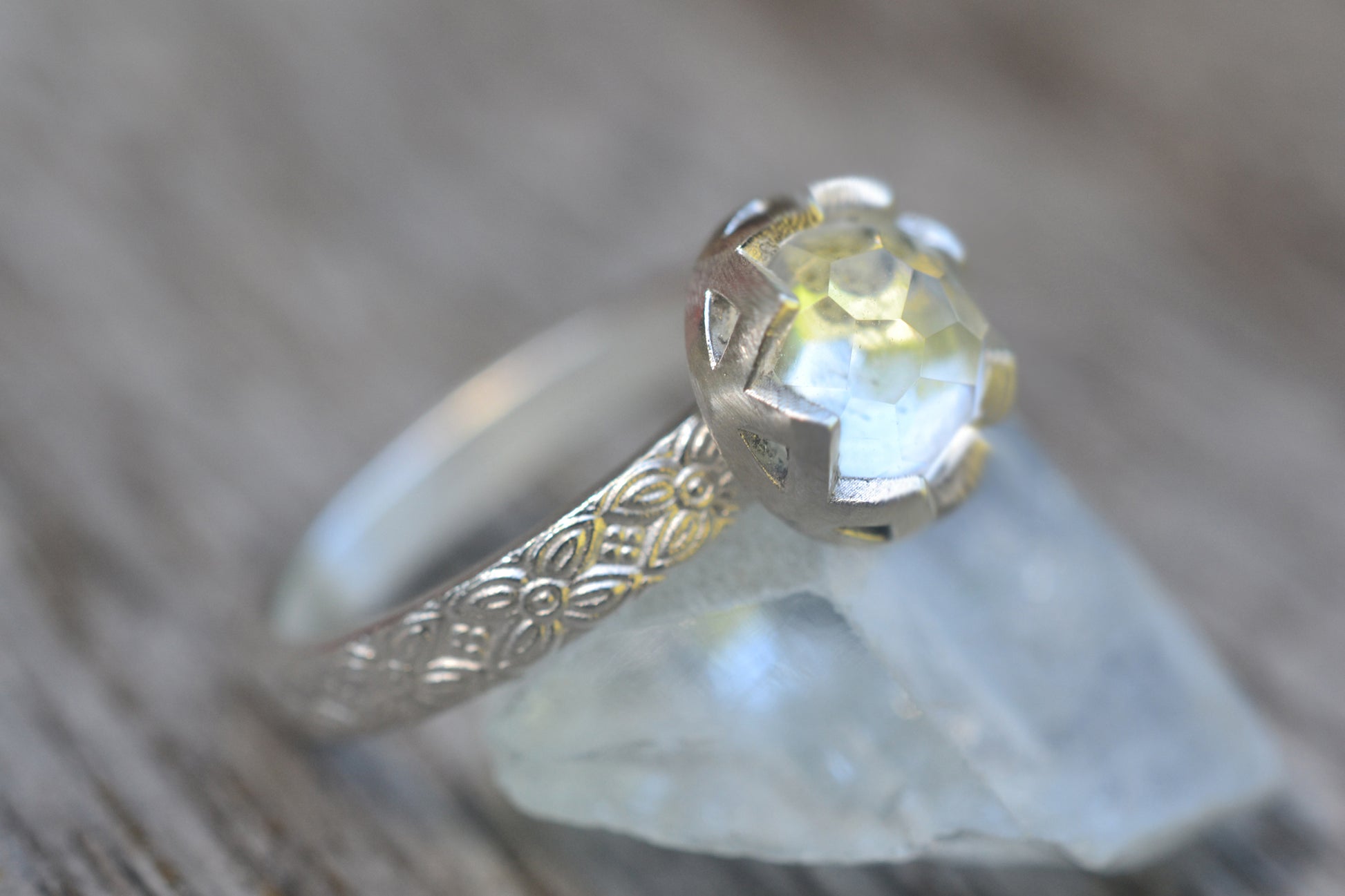 Natural Clear Topaz Engagement Ring in Silver